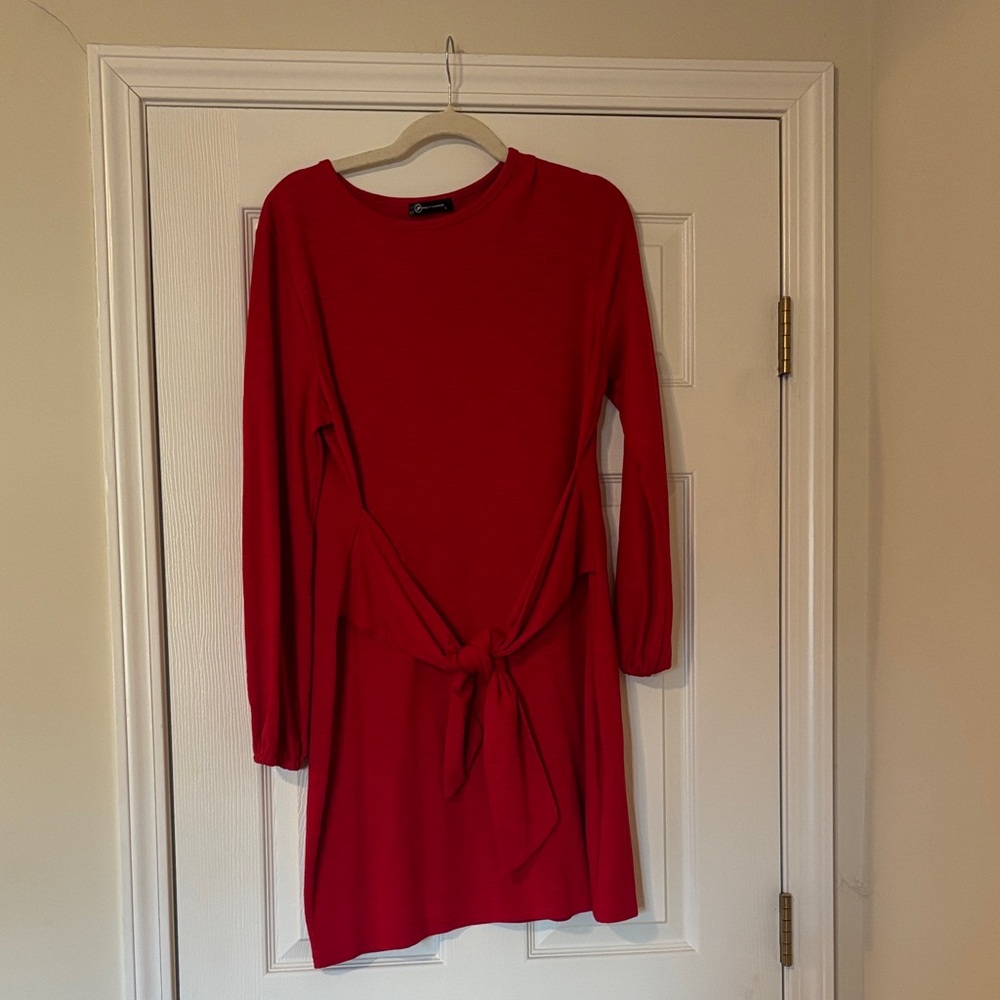 Chic Long Sleeve Red Dress